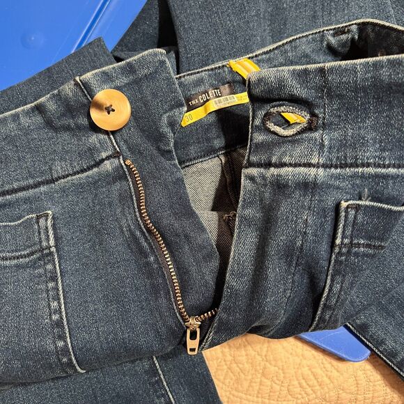 Maeve Anthropologie The Colette Wide Leg Cropped Jeans Denim Blue Size 30 Boho - Picture 10 of 10